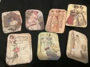 7 Victorian style embossed Tags Junk Journal tags Party favor book markers