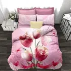 Pink Floral Quilt Doona Duvet Cover Set King/Queen/Double/Single Bed Linen