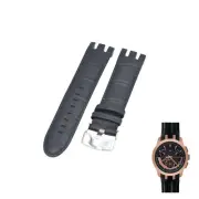 21mm Black Leather Watch Strap For Swatch Irony Retrograde YRG400