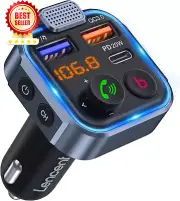 Car FM Transmitter Bluetooth Adapter, Fast Charger, Hands-Free, Hi-Fi Sound