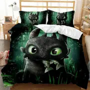 v1458 Bed Sheets How To Train Your Dragon Night Fury Duvet Cover Set Bed Linen Bed Sheets IU1458