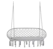 Outsunny 2- Person Hammock Chair Macrame Swing with Soft Cushion Hanging Rope
