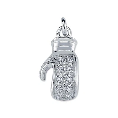 Silver Cubic Zirconia Set Boxing Glove Pendant - Elegant Design