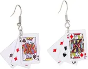 [Holibanna] Earrings for Women Trendy Hoops Card Earrings Set Playing Cards Jewelry Pair