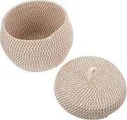 TOGEVAL Cotton Rope Storage Basket with Lid Stylish Round Organizer for Snacks and Sundries for Home Decor and Efficient Organization Any