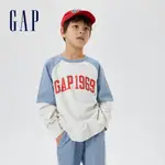 GAP 兒童裝 LOGO運動大學T 碳素軟磨法式圈織系列-藍白拼接(602151)