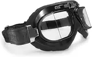 Bertoni Vintage Motorcycle Goggles Antifog Squared Lenses Chromed Profile AF193