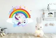 3D Rainbow Unicorn A326 Animal Wallpaper Mural Poster Wall Stickers Decal Zoe