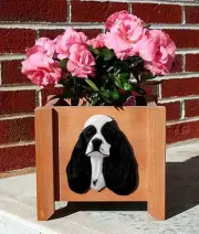 Cocker Spaniel Planter Flower Pot Black Parti