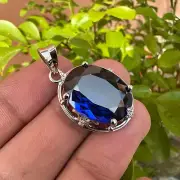 Stunning 40 Ct Certified Natural Blue Sapphire Pendant, Solid 925 Silver Setting