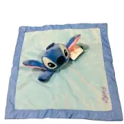 Disney Baby STITCH Blue Plush Lovey Blanket Satin Edge
