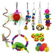 17 Packs Bird Toys Parrot Swing Chewing Toys, Hanging Bell Birds Cage Toys Co...