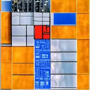 Blockchain City Blding 3 - NFT #1 of 1 - Generative Abstract Piet Mondrian Art