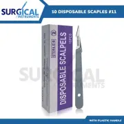 10 Pcs Disposable Scalpel Blades #11 Sterile Plastic Handle High-Quality