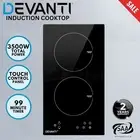 Devanti 30cm Induction Cooktop 3500W 2 Zones Touch Control Ceramic Glass Timer