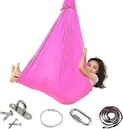 Sensory Therapy Swing Hammock Indoor Outdoor for Kids, Adjustable Cuddle Snuggle Swing Joy Hammock for Child Adult with Autism, ADHD, Aspergers, Sensory Integration, Hardware Included (Pink)