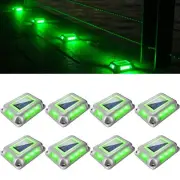 T-SUN 8pcs Solar Driveway Lights Deck Pathway Solar Dock LED Safety Light Green