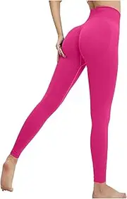 [Generic] Womens Yoga Pants Lightweight Running Sweatpants Sexy Trousers with Pockets, Hot Pink, Medium