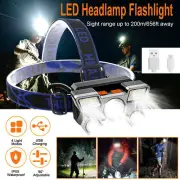 Waterproof 5LED Headlamp USB Rechargeable Headlight Torch Light Flashlight 4Mode