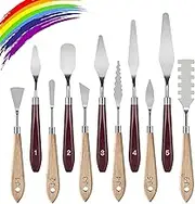 Palette Knife Set,11 pieces Stainless steel scraper Palette Knife Painting accessories Art supplies for oil painting, gouache, watercolor, rock painting