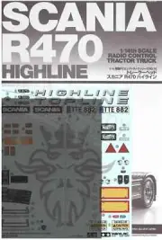 1/14 Tamiya Scania R470 Highline 4x2 Truck- Decals & Instructions