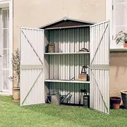 Garden Storage Shed, Outdoor Storage Shed Tool Store Cabinet Garden Shed Brown 107.5x46x183 cm Galvanised Steel