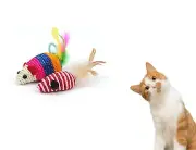 A Set of 12 Mice Cat Pet Toy Mouse Cat Rope Weave Chew Toy Stretch Tail