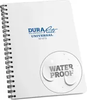 Waterproof (DURARITE) Side Spiral Notebook, 4.625" X 7", White Cover, Universal