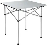 Weisshorn Camping Table, 70 x 70cm Folding Portable Picnic Camp Tables Outdoor Dining Set Trekology Desk Travel Hiking Beach BBQ Coffee Desks, Roll Up Aluminum with Carry Bag Silver
