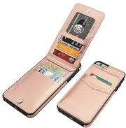 iPhone 6 Plus iPhone 6S Plus Case Wallet with Credit Card Holder, KIHUWEY Premium Leather Magnetic Clasp Kickstand Heavy Duty Protective Cover for iPhone 6 Plus/6S Plus 5.5 Inch (Rose Gold)