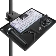 Microphone Stand Tray with Crab Clamp, 10.6" x 7.8" Large Tray Shelf Attachme...