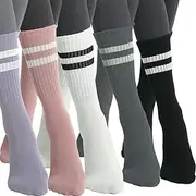[Jopenope] Women Yoga Socks Non-Slip with Grips for Yoga Pilates Barre Dance Soft Comfortable Breathable Sweat-Absorbing and Durable Middle Barrel Sport Socks
