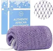 African Net Sponge,Authentic Exfoliating Bath Sponge for Deep Cleansing, Long-Lasting Body Scrub, Shower & Bath Accessories for Women & Men (B-PURPLE)