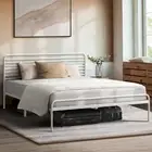 Oikiture Metal Bed Frame Queen Double King Single Bed Base Beds Platform White