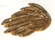 Pair of Gold 6" Angel Wings Beaded Sequined Sew-On Applique Craft Patch VTG