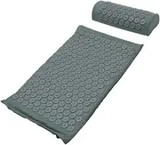 FOYTOKI 2pcs Acupoint Massage Mat and Pillow Neck and Shoulder Portable Yoga Tools for Enhanced Circulation and Relaxation Grey Kit Bag
