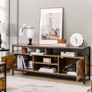 CostwayHome TV Cabinet with Storage Side Cabinets & Adjustable Shelf