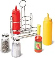 Melissa & Doug Let's Play House! Condiment Set (Pretend Play, Sturdy Metal Caddy, Realistic Sound Effects, 6 Pieces)