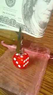 Las VEGAS RED Transparent Dice Memo Tobacco-Herb-Flower Alligator Roach Clip/bag