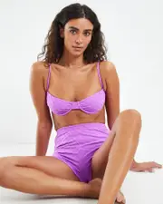 Checkerboard Underwire Bikini Top Purple