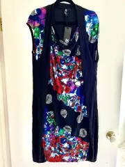 TS Taking Shape Tunic Dress sz S (14-16) Black Stretch Short Sleeve Flattering