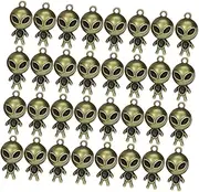 [PHENOFICE] 50pcs Vintage Necklace Pendant Alien Charms Alien Necklace Pendent DIY Keychains Charms Alien Pendants Jewelry Pendants Decors DIY Earrings Pendant Alien Beads DIY Pendants Alloy