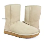 UGG Classic Short II Sand Suede Fur Boots Womens Size 8 -NIB-