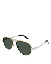 Cartier Santos Evolution Platinum & 24K Gold Plated Pilot Sunglasses, 58mm