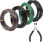 Swpeet 5Pcs 4 Sizes 1/1.5/2/ 3 mm Bonsai Training Wire 164 Feet Total with Wire Cutter, Aluminum Wire Bonsai Tool Kit, Bonsai Accessories for Bonsai Trees Indoor Garden DIY Tools