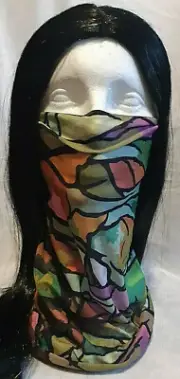Mosaic multi colour face sock bandana,ski mask,camping,yoga, hiking, cycling