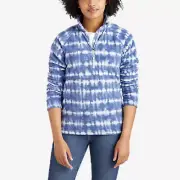 $70 NWT EDDIE BAUER S Jacket Quest Fleece 1/4-Zip Printed Pullover Blue Womens