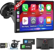 9" Wireless Apple CarPlay Android Auto Screen - 4K Dash Cam, GPS Navigation, HD Touchscreen, AirPlay, 1080P Backup Camera, Car Stereo -