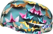 [CADREWY] Origami Paper Crane Print Stylish Sports Sweatband Stretchy Breathable and Moisture Wicking Headband for Gym