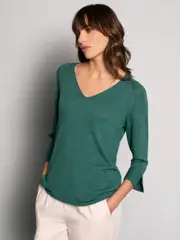 Celtic & Co. Fine Knit Merino V-Neck Sweater in Bottle Green at Nordstrom, Size Small